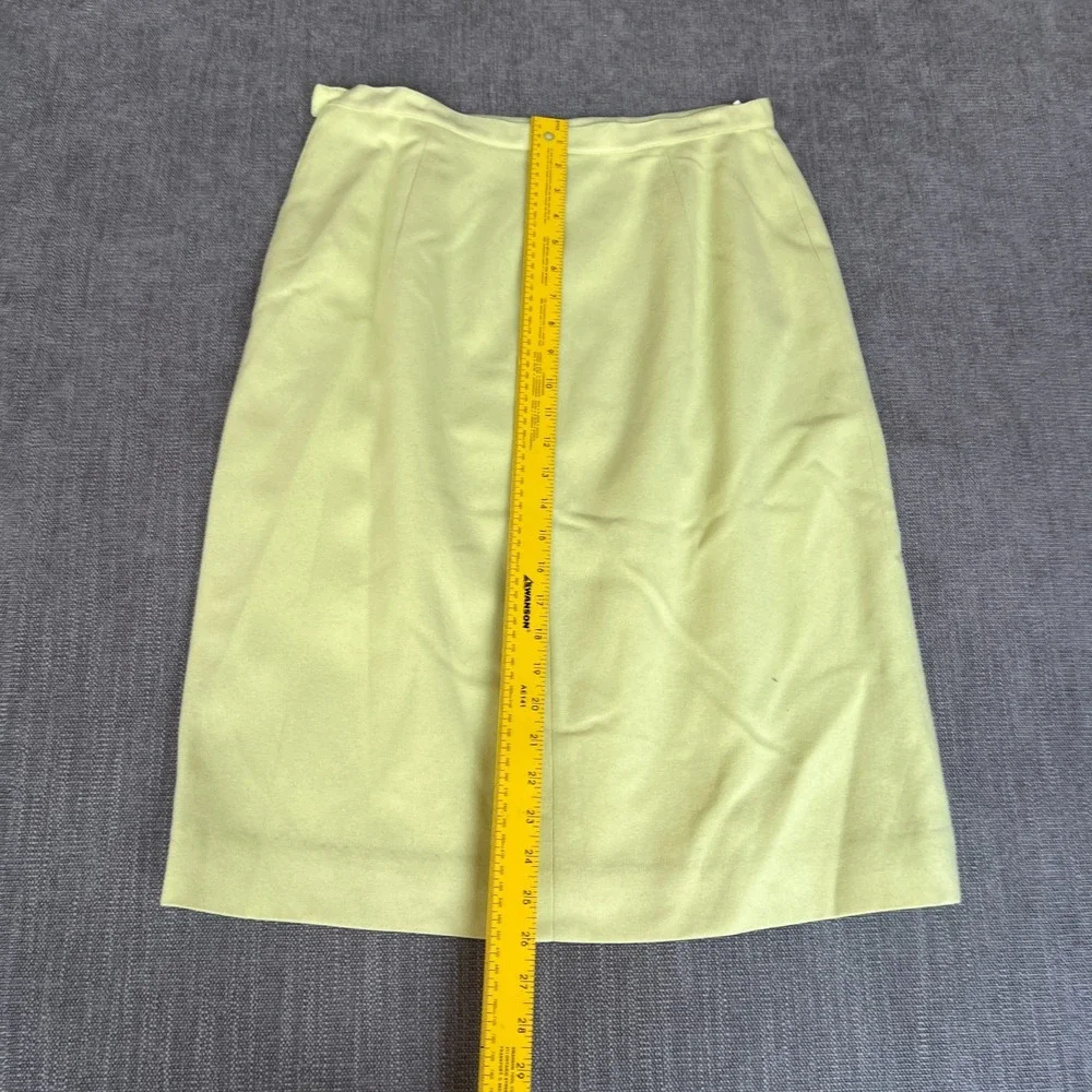 Vtg Koret of California Pencil Skirt Womens 18 Yellow Wool Pleated Office Career